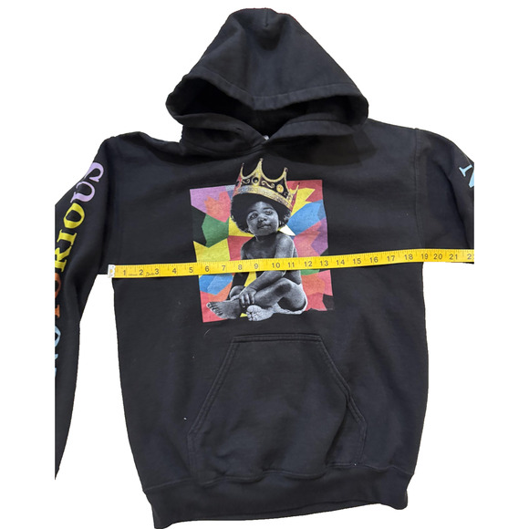 Notorious BIG Hoodie Mens Small Black Graphic Crown Baby Rap Hip Hop Sleeve Hit - Picture 4 of 7